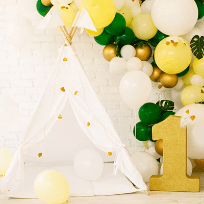 Small White Tent With Balloons Decoration